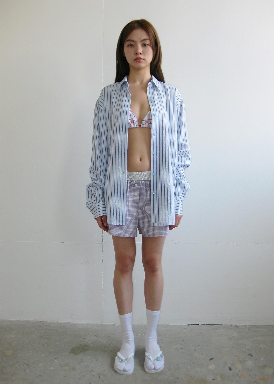Stripe Side Button Shirt_Blue