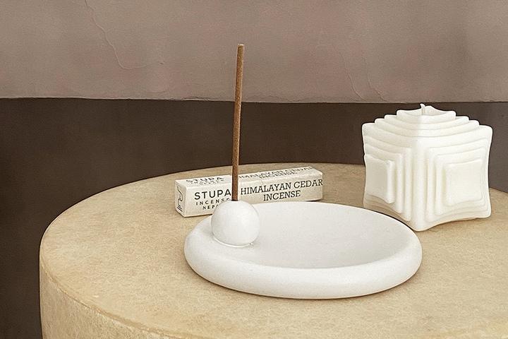 화이트 세라믹 인센스 홀더 트레이