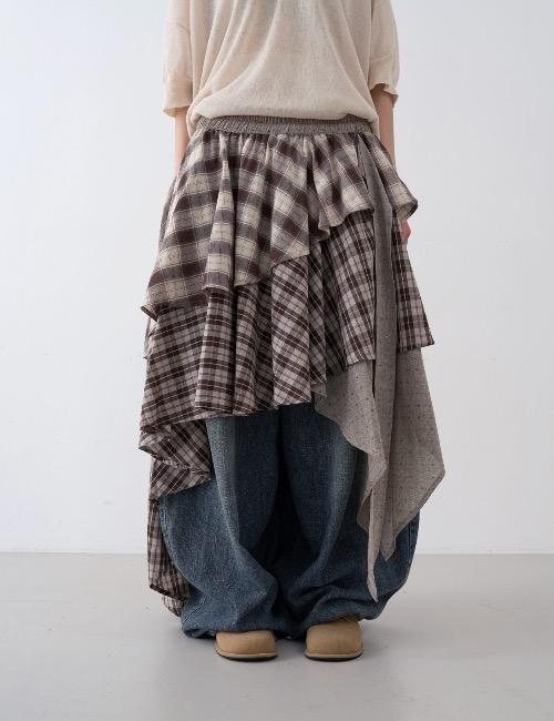 double layered check skirt
