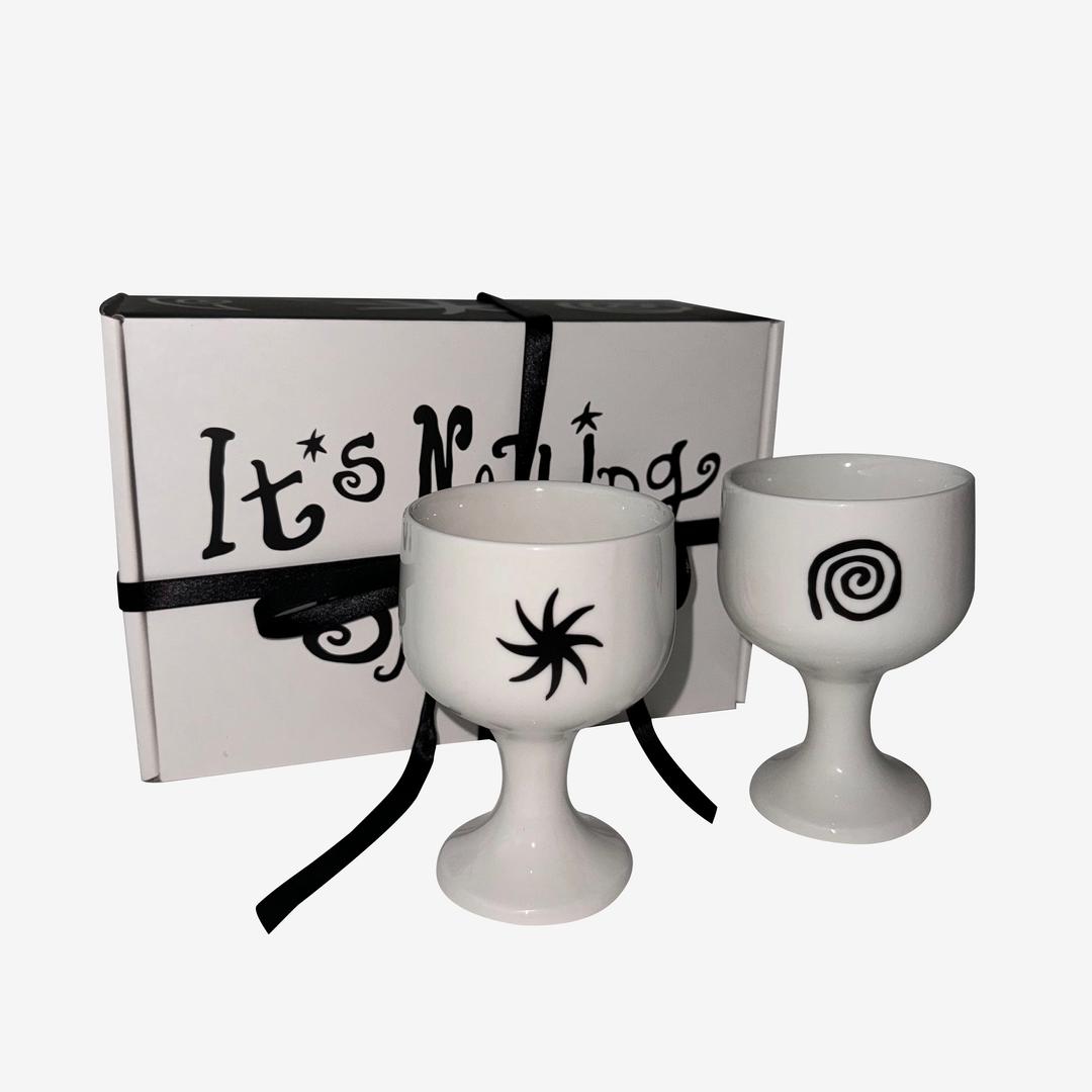 DOODLE CERAMIC WINE GLASS SET