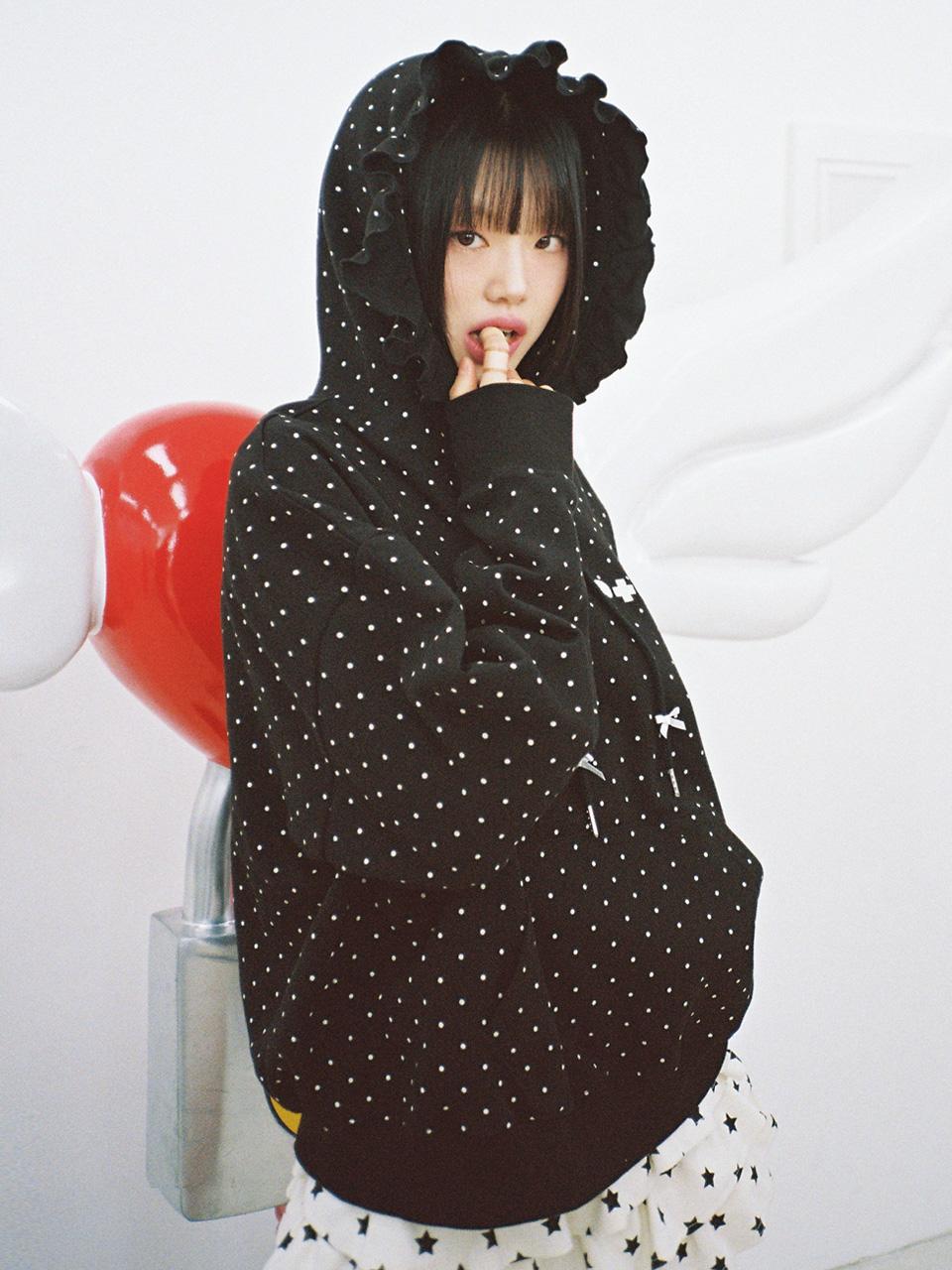 ★PRE-ORDER★ Dot Ruffle Hoodie - BLACK