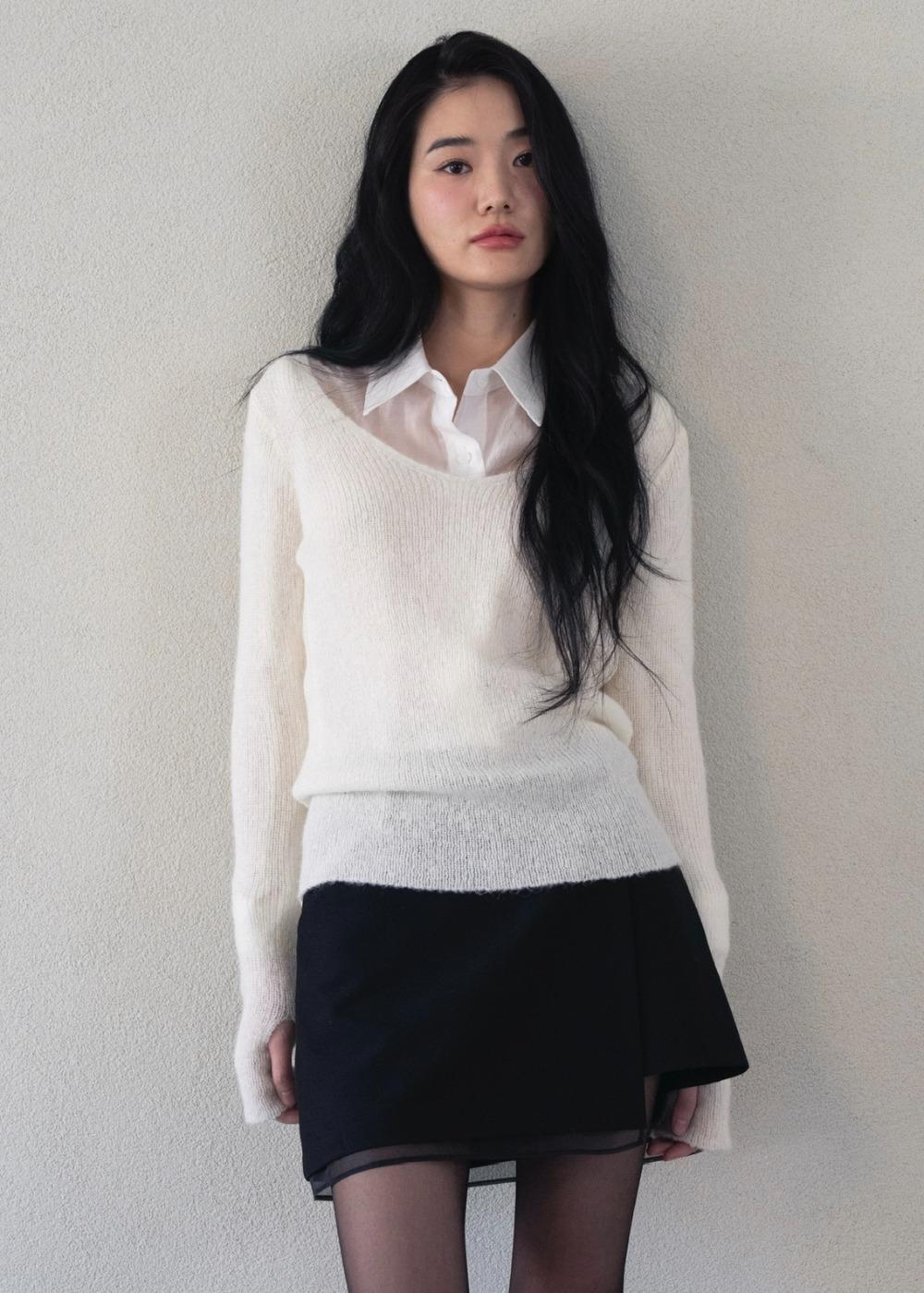 히렌 모헤어 딥 브이넥 워머 니트 [2co]