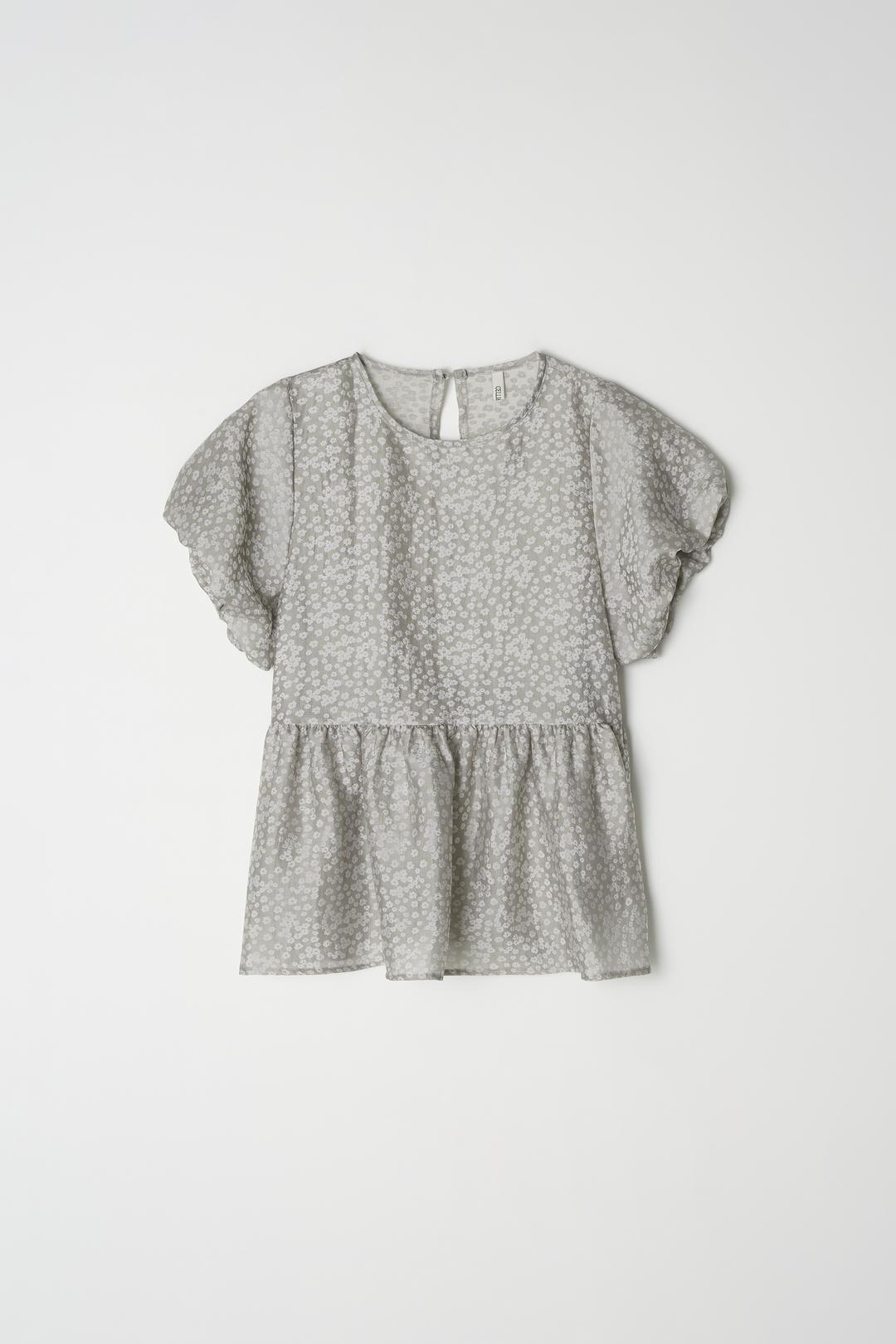 Organza flower blouse (gray) '4th'