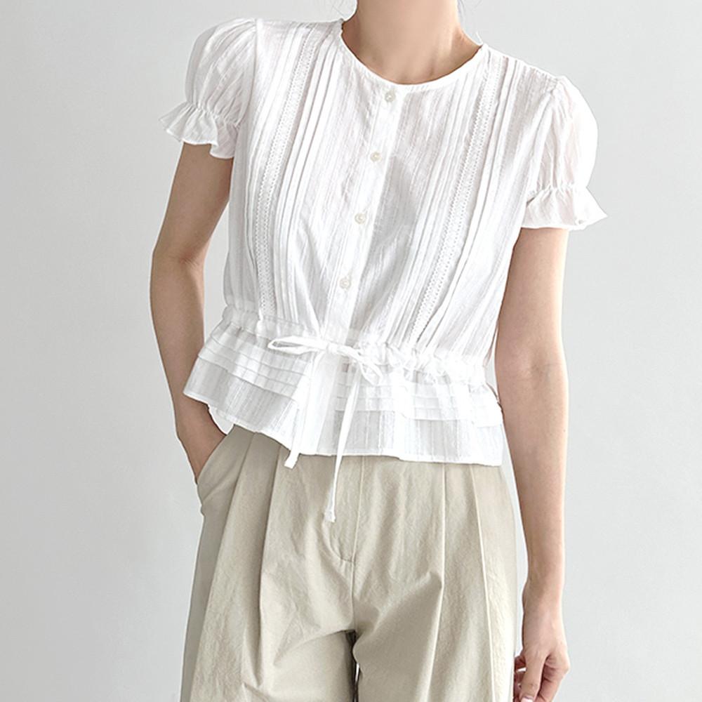 로맨틱 반팔 레이스 블라우스