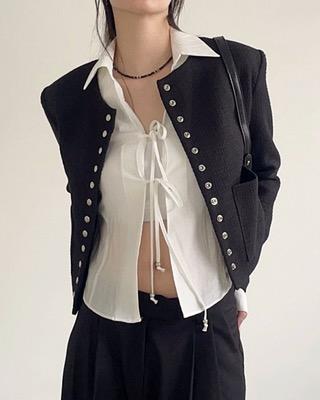 snap button tweed jacket (2color)