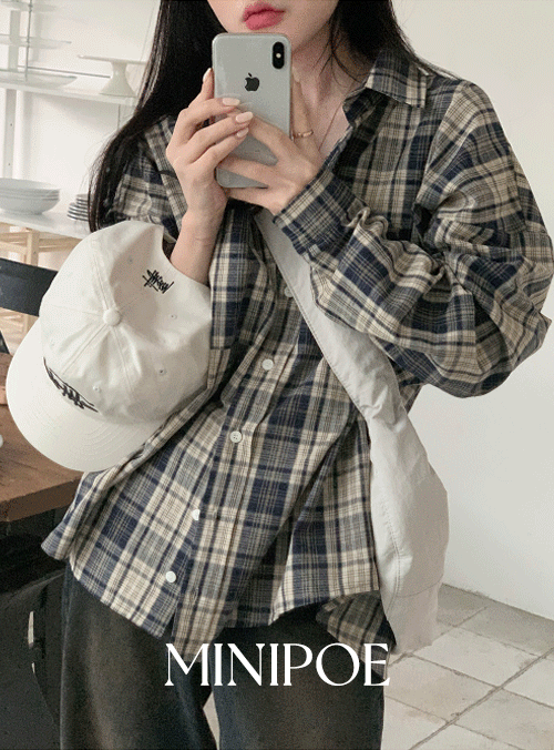 [ MADE ] 포스트 빈티지 체크셔츠 (1color) /navy