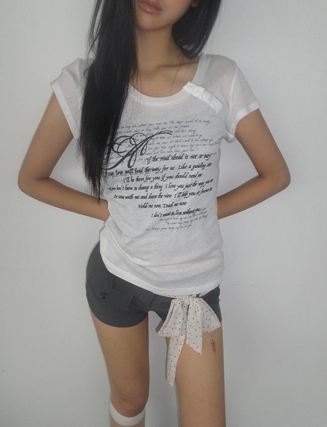 더에펠 폰드 레터프린팅 시스루 슬림 반팔티 (3color)