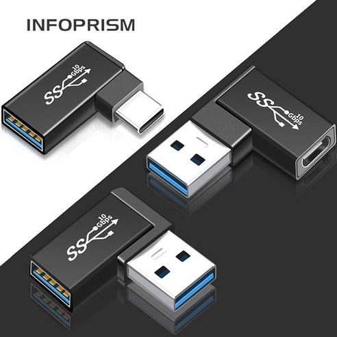 INFOPRISM / C타입 OTG 젠더 90도 USB3.1 L형 3종 IA-908 - 변환 젠더 | 쿠팡