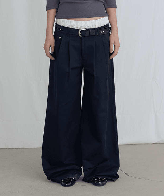 [5/29 예약 배송] UNDERWEAR LAYERED TROUSERS - NAVY