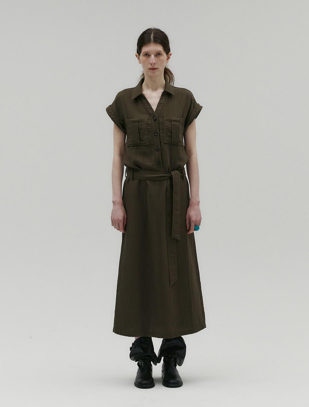 VINTAGE WASHED SHIRT DRESS [BROWN]