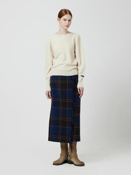 수술 장식 체크 롱 스커트 NY_C254MSD031