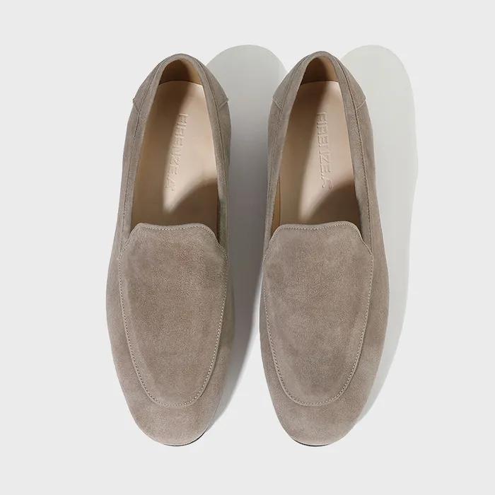 [주문제작] 플랫 라운드토 스웨이드 미니멀 로퍼 8200-QS / ASH BEIGE