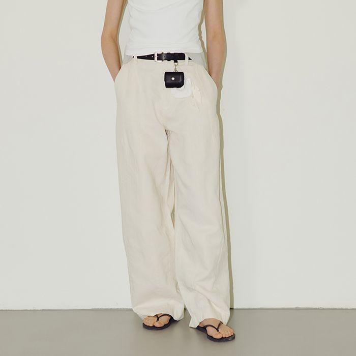 WIDE TUCK LINEN PANTS