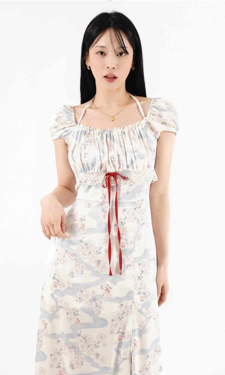 미미몽드 Sakura valley dress (Ivory)