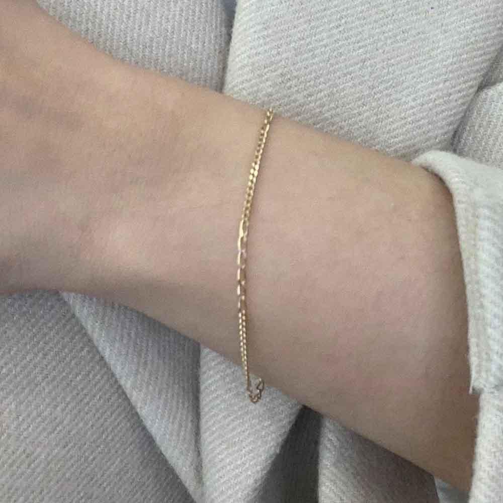 14K 18K 콤비 베이직 모던 데일리 체인 팔찌