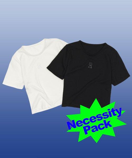 Basic Symbol Logo Crop Tee [2 Pack] White&Black