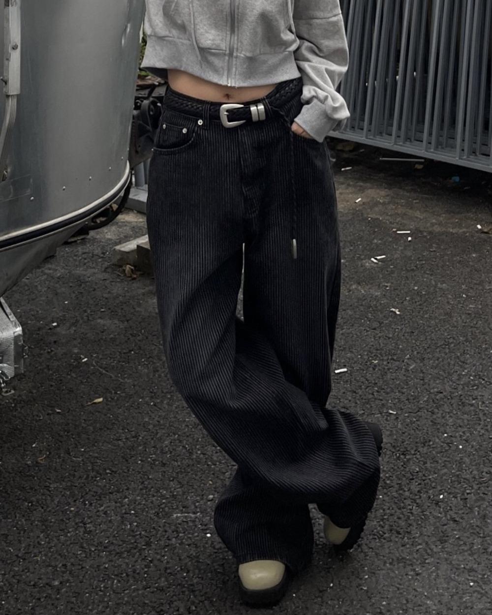 스트라이프 생지워싱 데님 팬츠