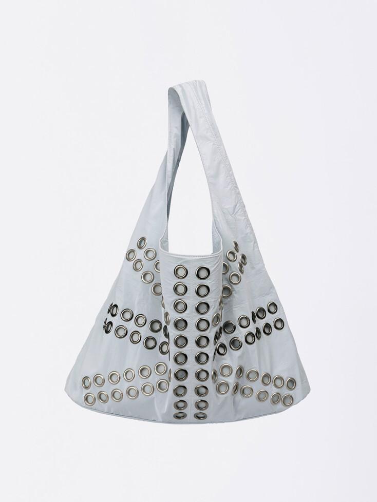Stud Metallic Hobo Bag Baby Blue