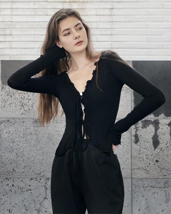 라일리 러플 리본 가디건DEVI-O0013-블랙