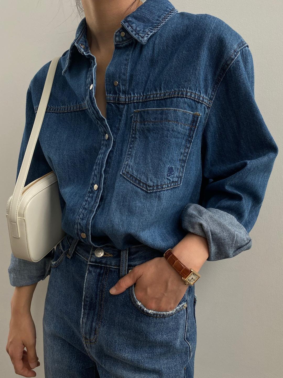 위아 we are 셀프 데님 셔츠