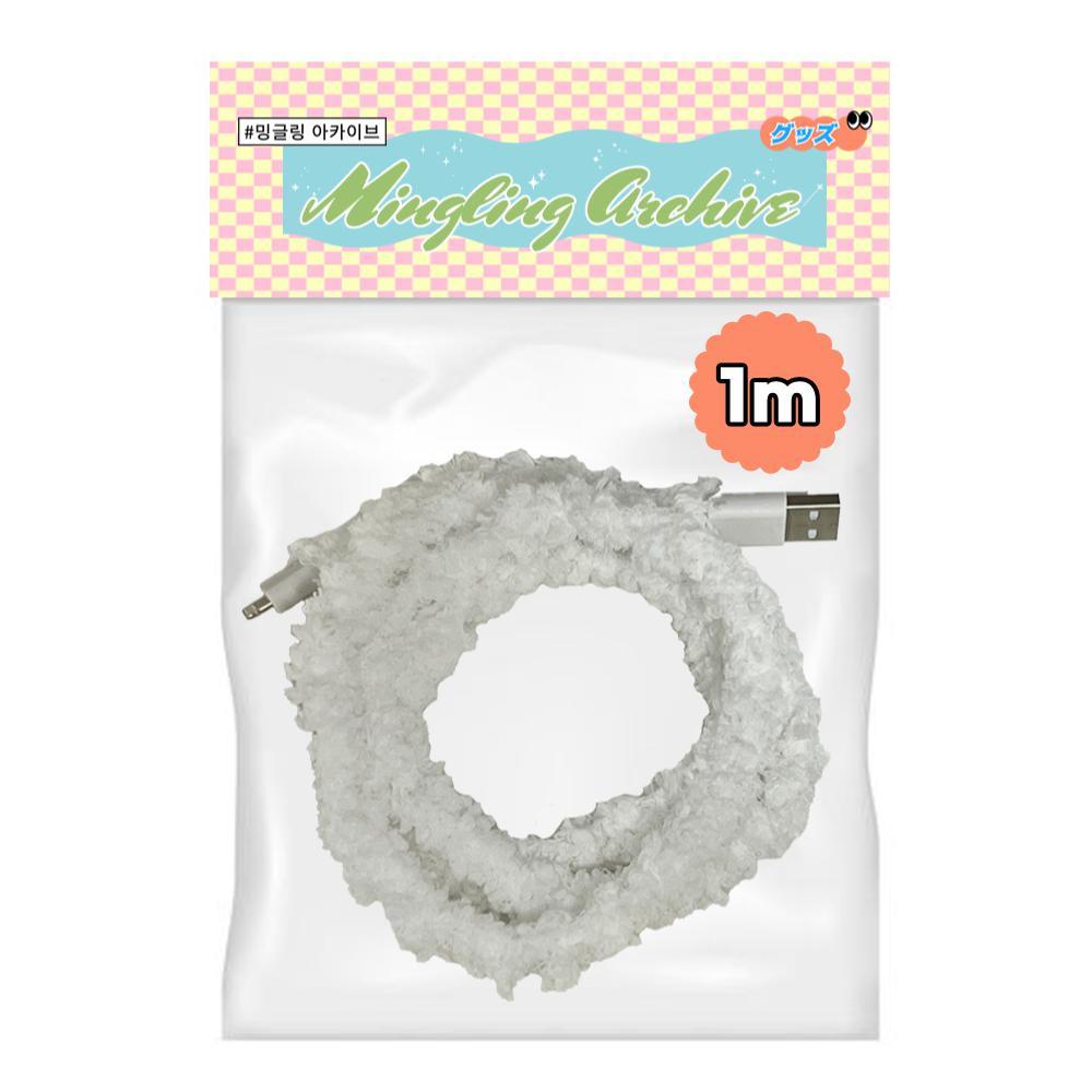 [밀크쉐이크 (1m)] 뜨개 털실 퍼 케이블 커버 꾸미기 충전기 커스텀 코드삭스