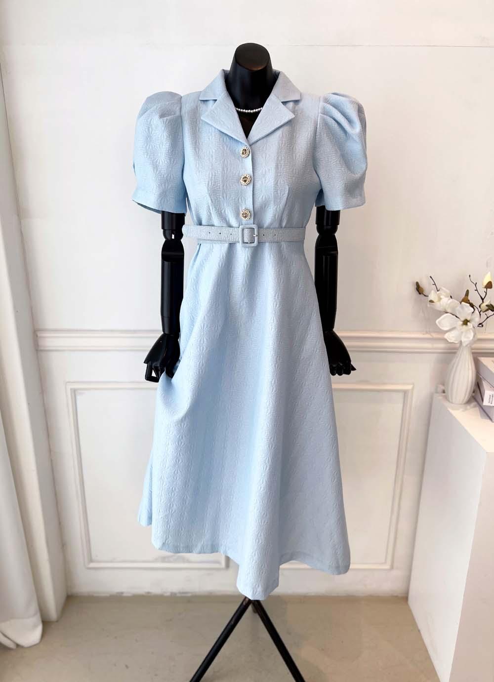 비바 [VIVA] 24SS (벨트set) 엠보플라워 퍼프원피스