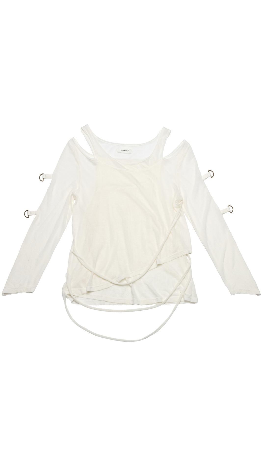 [bonienkiye] Unbalanced double long sleeve (WHITE)