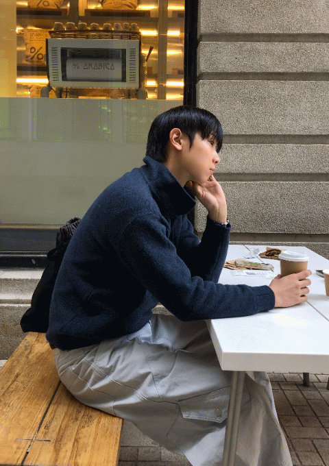 네이션 울 카라 크롭 니트