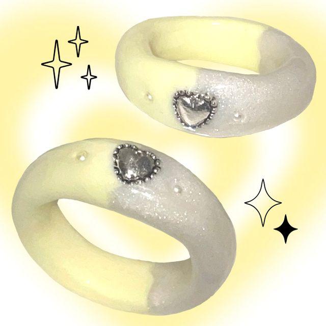 하트 하프컬러링 반지 (Heart half color ring ) 클레이링