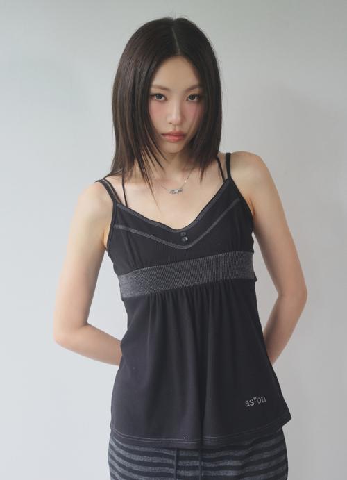 BACK RIBBON SLEEVELESS / BLACK