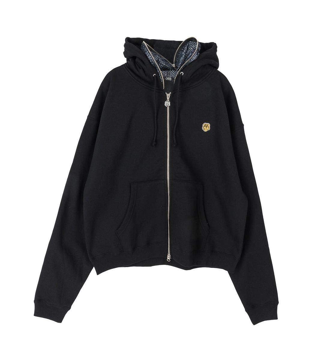 DOG MESH ZIP HOODIE BLACK - M