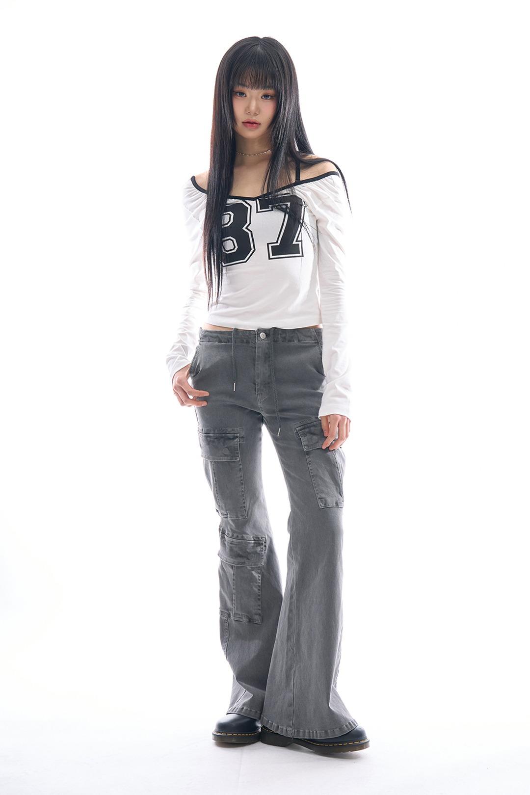 칼비아 넘버 크롭 티