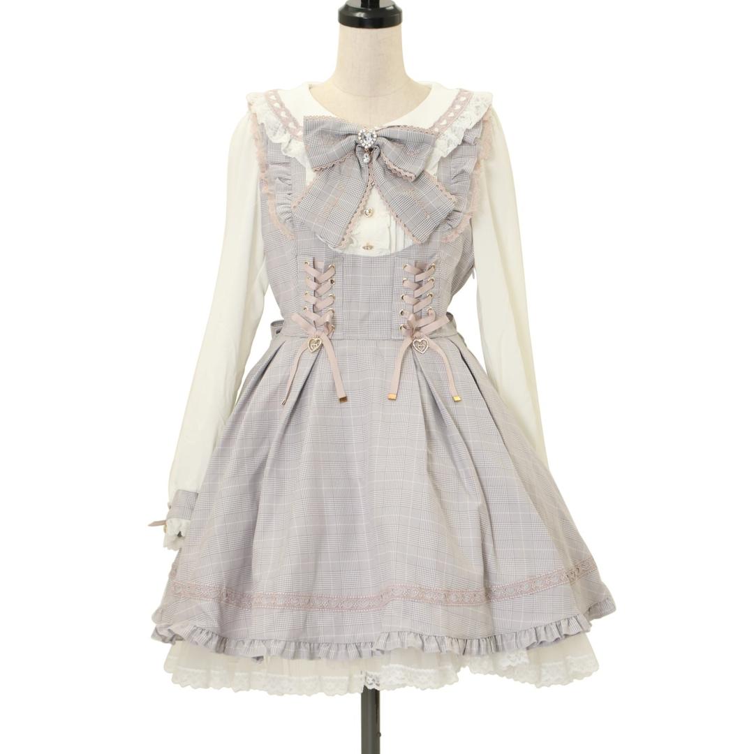 【USED】ハート衿プリーツフリルワンピース