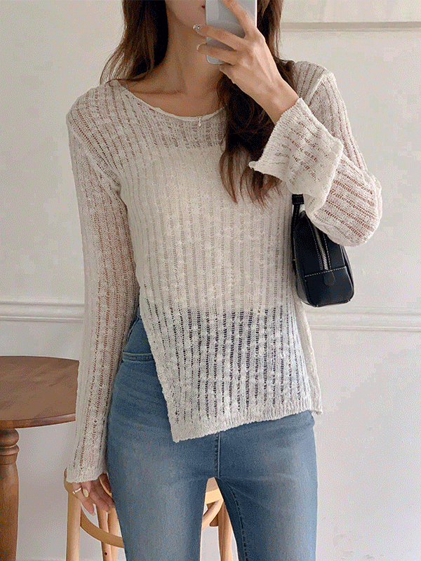 [여름신상🌴휴가룩] 솔티드 슬릿 니트