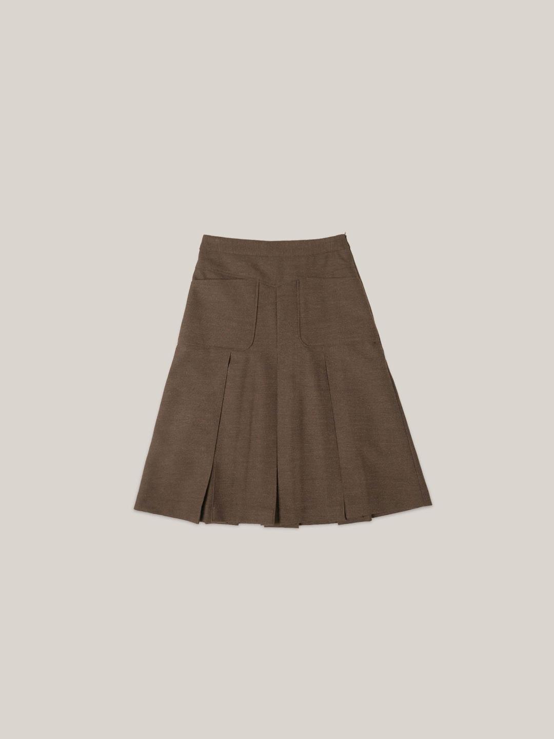 FOG PLEATS SKIRT  [ BROWN ]