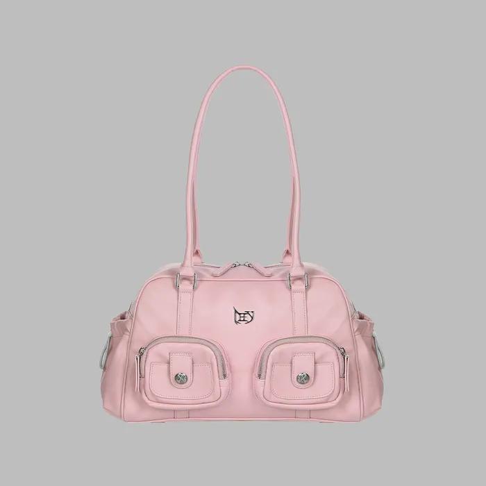 METAL LOGO POCKET SHOULDER BAG PINK