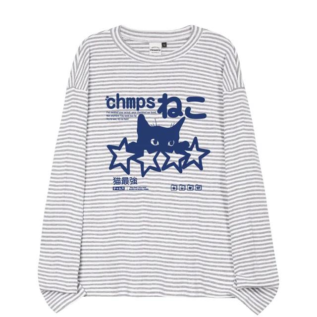 [4 COLORS] CHMPS NEKO 오버핏 스트라이프 롱 슬리브 B25ST22