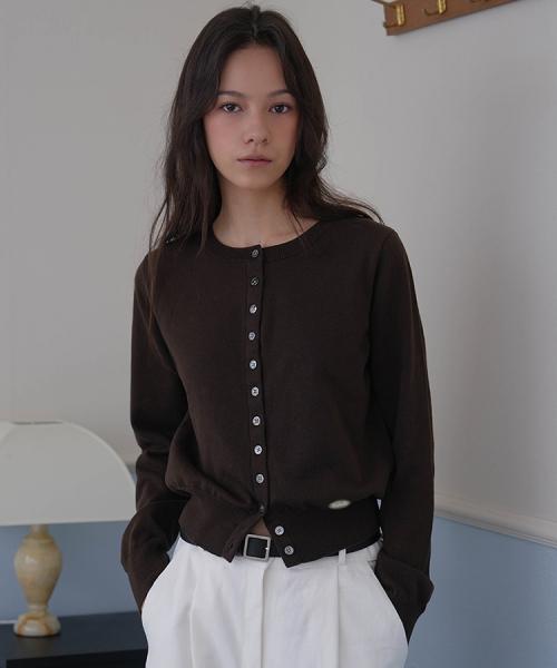 Signiture Pearl Button Cardigan [Brown]