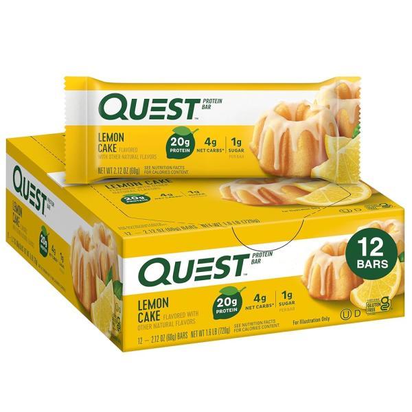Quest Nutrition 레몬 케이크 단백질 바, 고단백질, 저탄수화물, 글루텐 프리, 케토 친화적, 12개입