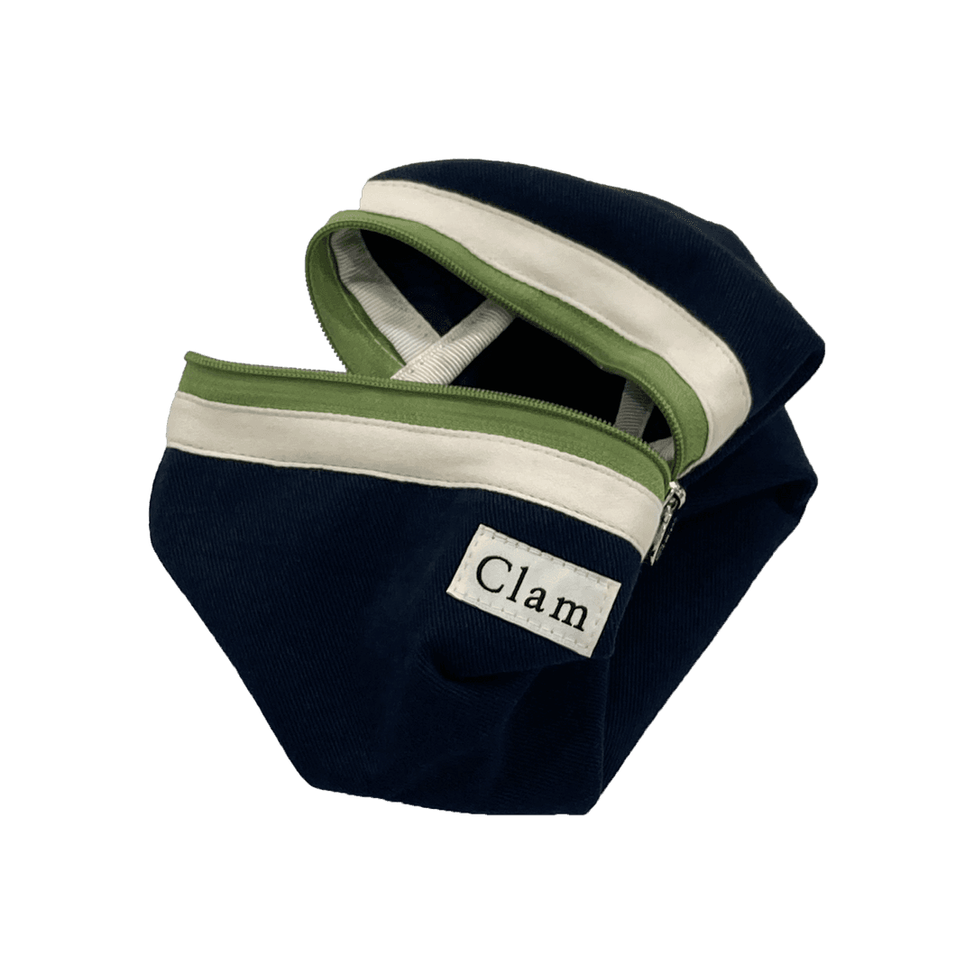 Clam round pouch _ Navy and green
