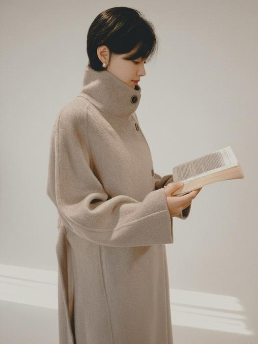 MET wool blended handmade raglan coat beige
