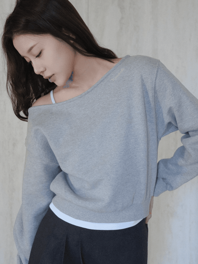 [NouArté] 헤리즈 원숄더 맨투맨 (멜란지)