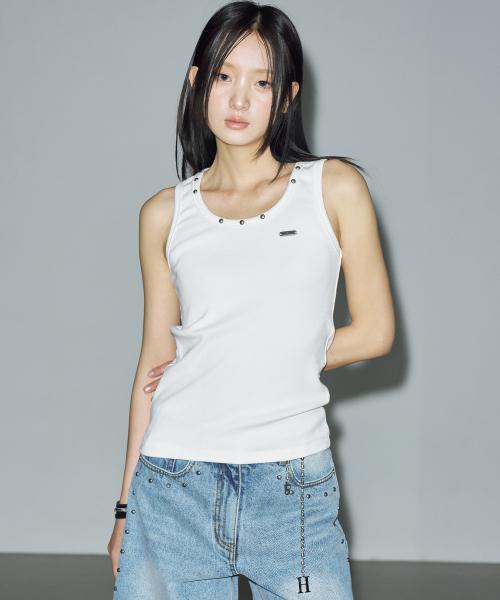 레인지 스터드 루즈 핏 슬리브리스 [화이트]