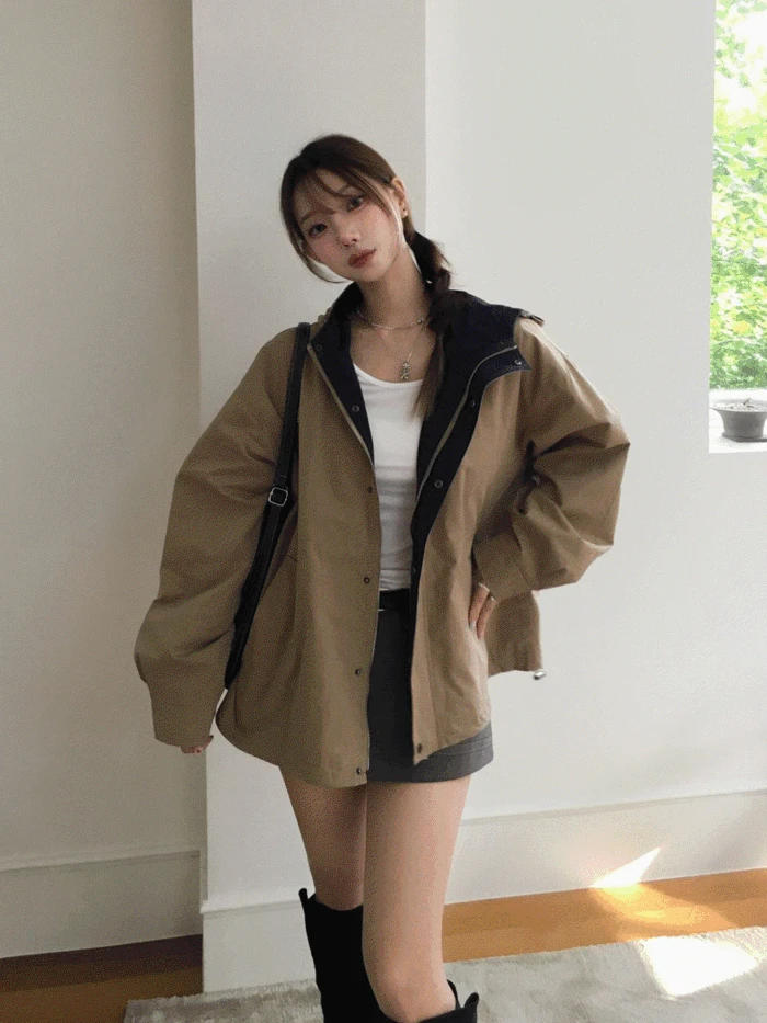 hood two tone unisex jumper