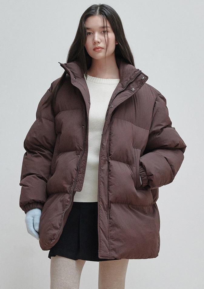 볼드 미디 여성 패딩 점퍼 브라운