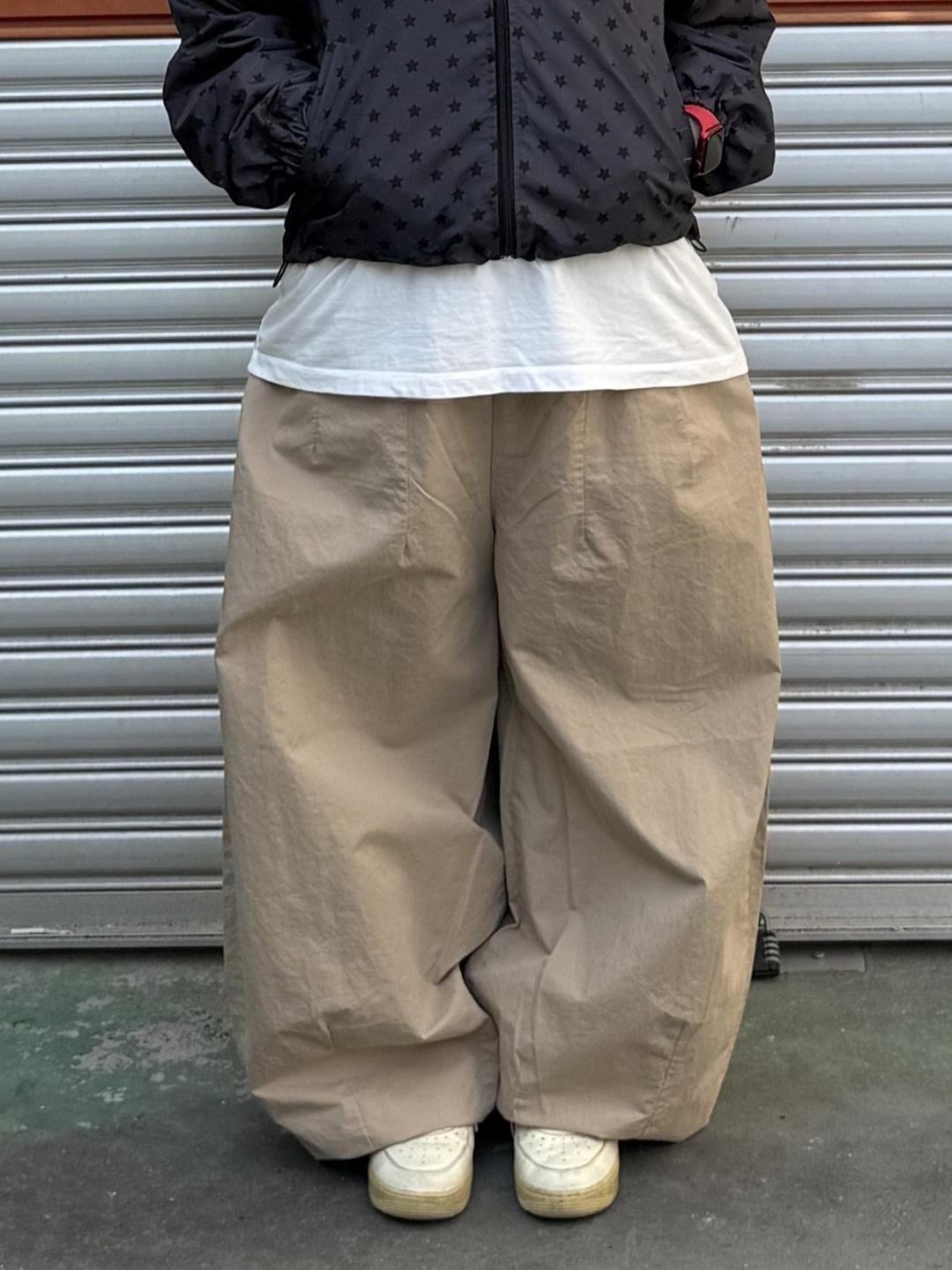 헤이제이드 0049 [unisex] 모니 바스락 스트링 면 메가 와이드 팬츠