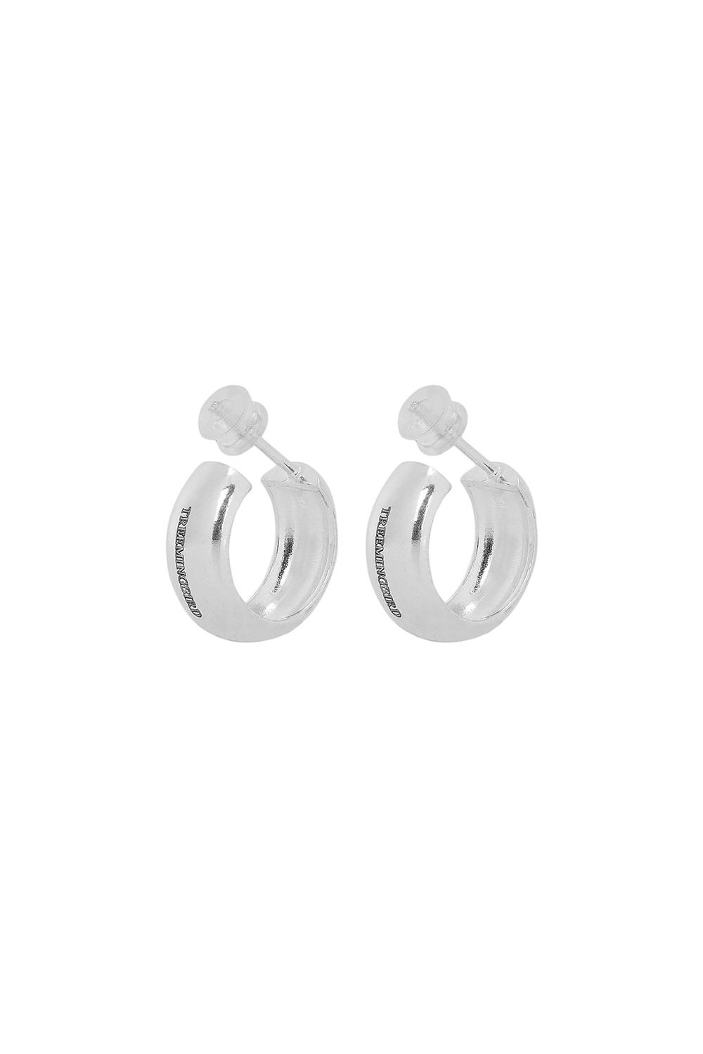 Chunky Hoop Earrings [ Silver ]