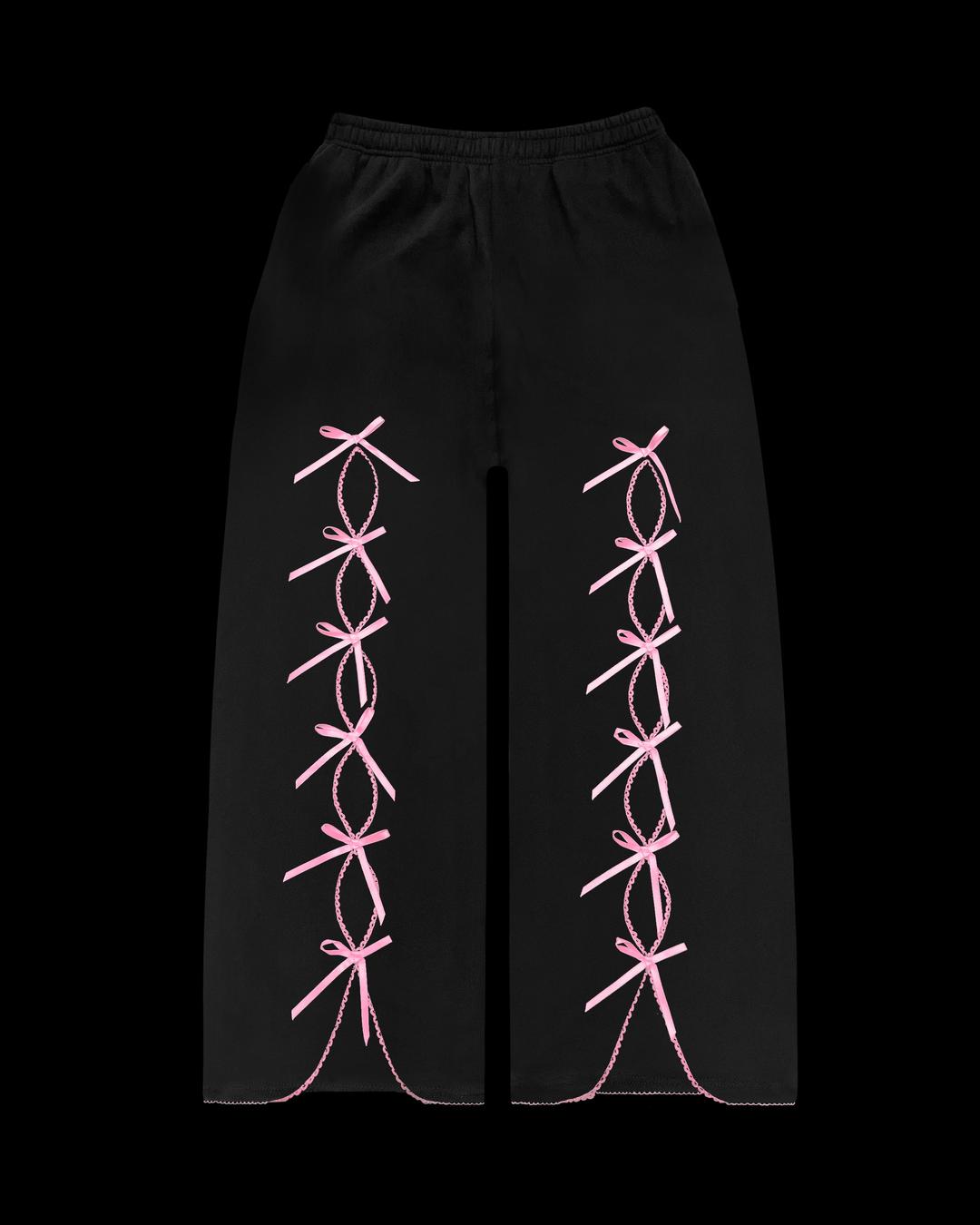 PRINC355 RIBBON SWEATPANTS BLACK - XS
