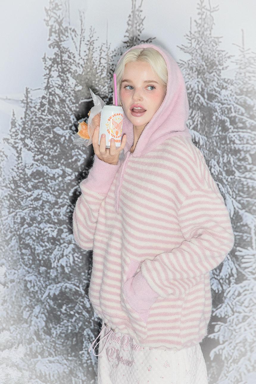 CRUMBLE STRIPE HOODIE (PINK)