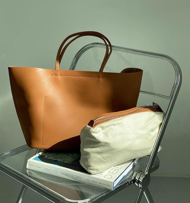 소가죽 레더 쇼퍼 숄더백 데일리 직장인 가방(내부 파우치포함)